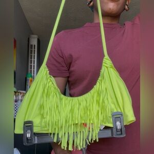 Victoria's Secret Neon Green Fringe Shoulder Bag